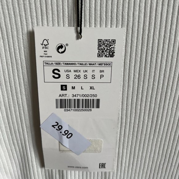 Zara White Ribbed Long Sleeve Shirt - Picture 2 of 3